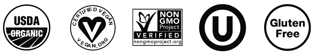 USDA Organic, Gluten Free, Vegan, Non-GMO, Kosher